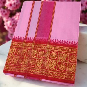 Baby Pink Color Cotton Jacquard 2 Meter Lungi/Dhoti