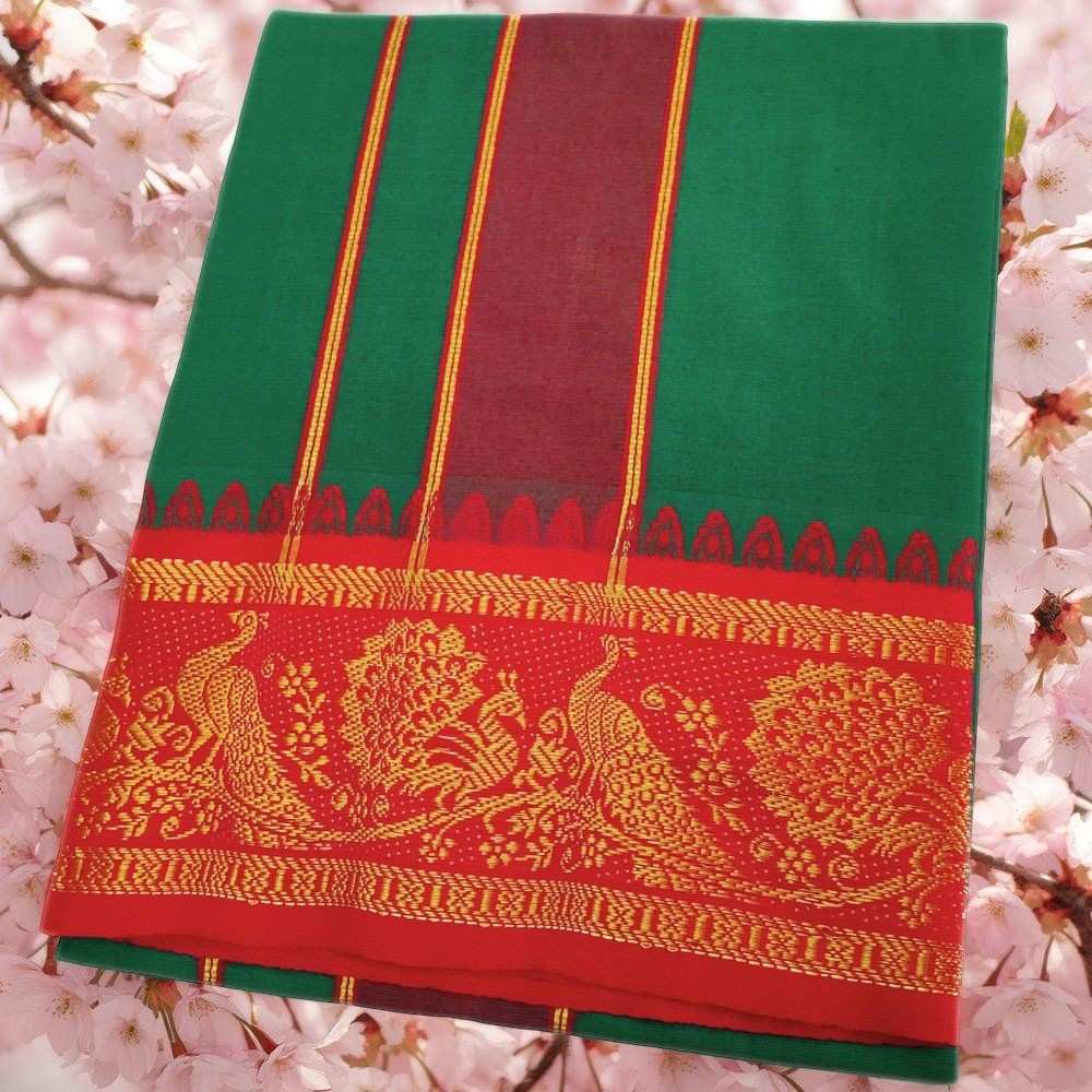 Dark Green Color Cotton Jacquard 2 Meter Lungi/Dhoti