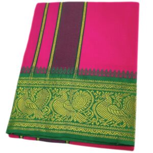 Rose Color Cotton Jacquard 2 Meter Lungi/Dhoti