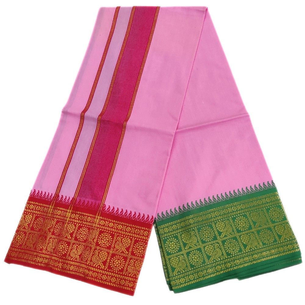 Baby Pink Color Cotton Jacquard 2 Meter Lungi/Dhoti - Image 2