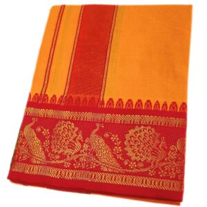 Mango Yellow Color Cotton Jacquard 2 Meter Lungi/Dhoti
