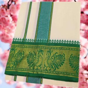 Cream Color Cotton Jacquard 2 Meter Lungi/Dhoti