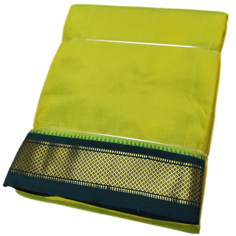 Mint Green Color Mayilkan Border Pure Silk Dhoti Towel Set