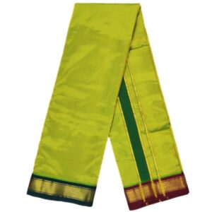 Mint Green Color Mayilkan Border Pure Silk Dhoti Towel Set