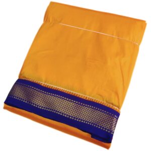 Fenugreek Color Mayilkan Border Pure Silk Dhoti Towel Set