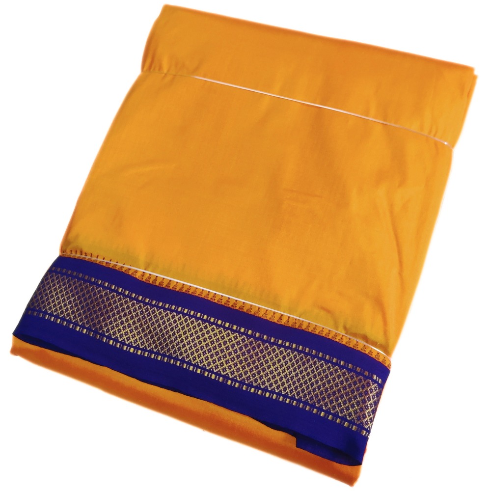Fenugreek Color Mayilkan Border Pure Silk Dhoti Towel Set