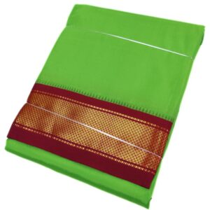 Green Color Mayilkan Border Pure Silk Dhoti Towel Set