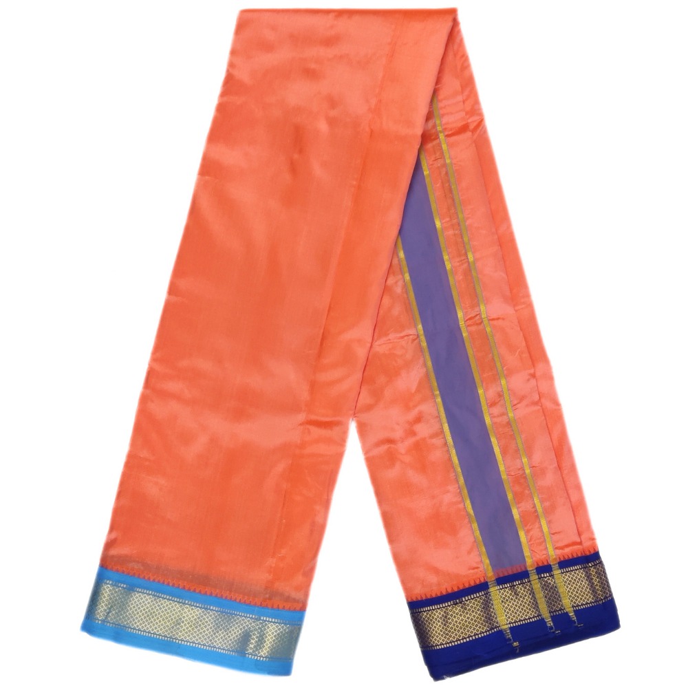 Kanakambaram Color Mayilkan Border Pure Silk Dhoti Towel Set