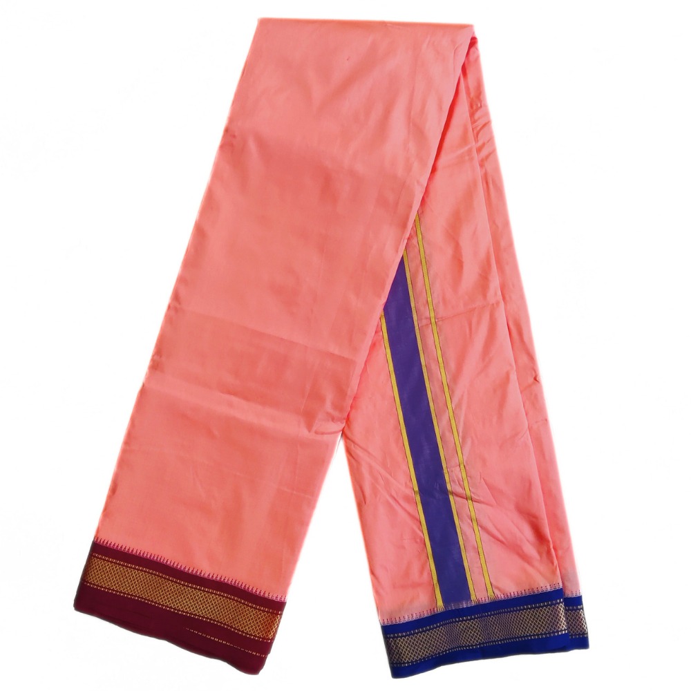Kanakambaram Color Mayilkan Border Pure Silk Dhoti Towel Set