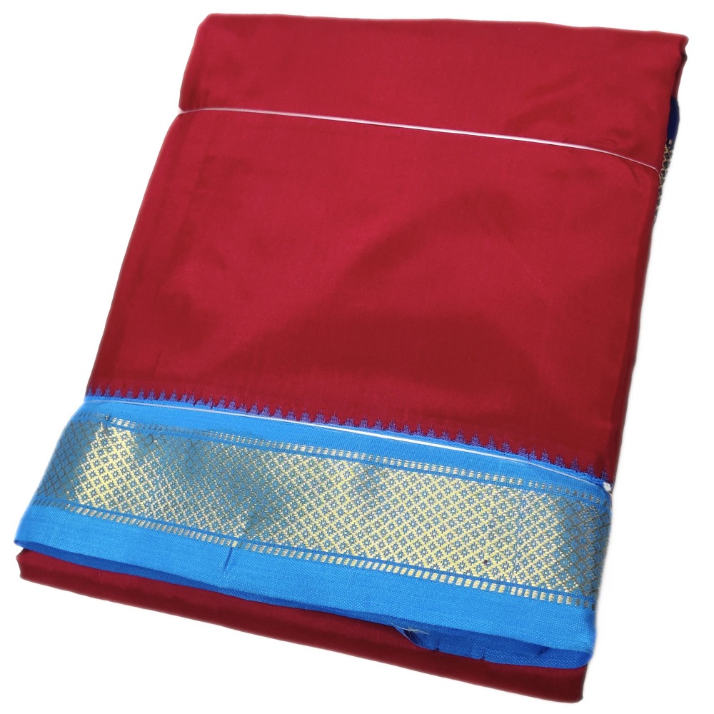 Kumkum Color Mayilkan Border Pure Silk Dhoti Towel Set