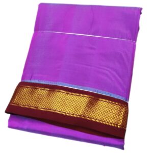 Lavender Color Mayilkan Border Pure Silk Dhoti Towel Set