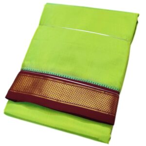 Light Green Color Mayilkan Border Pure Silk Dhoti Towel Set
