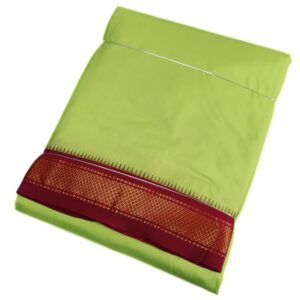 Light Green Color Mayilkan Border Pure Silk Dhoti Towel Set