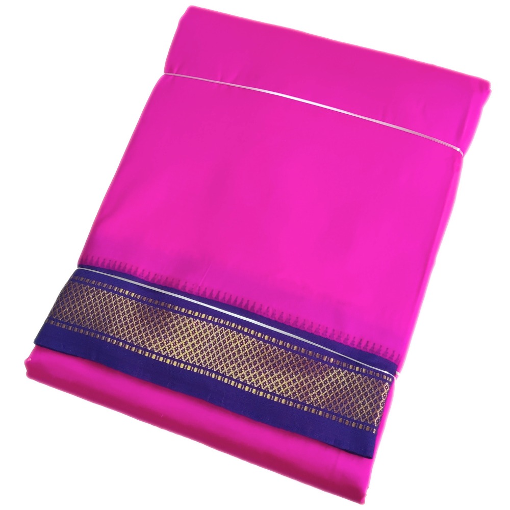 Light Rose Color Mayilkan Border Pure Silk Dhoti Towel Set