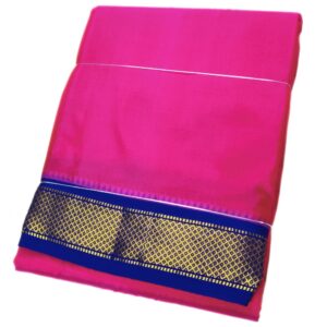 Pink Color Mayilkan Border Pure Silk Dhoti Towel Set