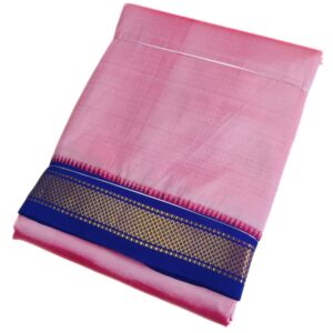 Pink Color Mayilkan Border Pure Silk Dhoti Towel Set