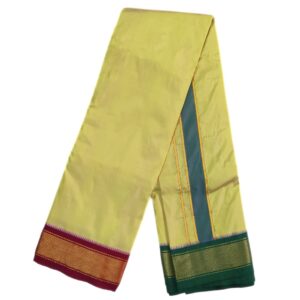 Pista Green Color Mayilkan Border Pure Silk Dhoti Towel Set