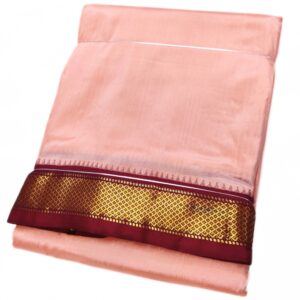 Skin Color Mayilkan Border Pure Silk Dhoti Towel Set