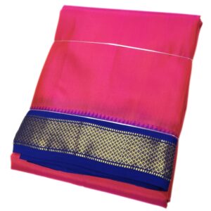 Toned Rose Color Mayilkan Border Pure Silk Dhoti Towel Set