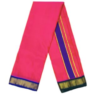 Toned Rose Color Mayilkan Border Pure Silk Dhoti Towel Set