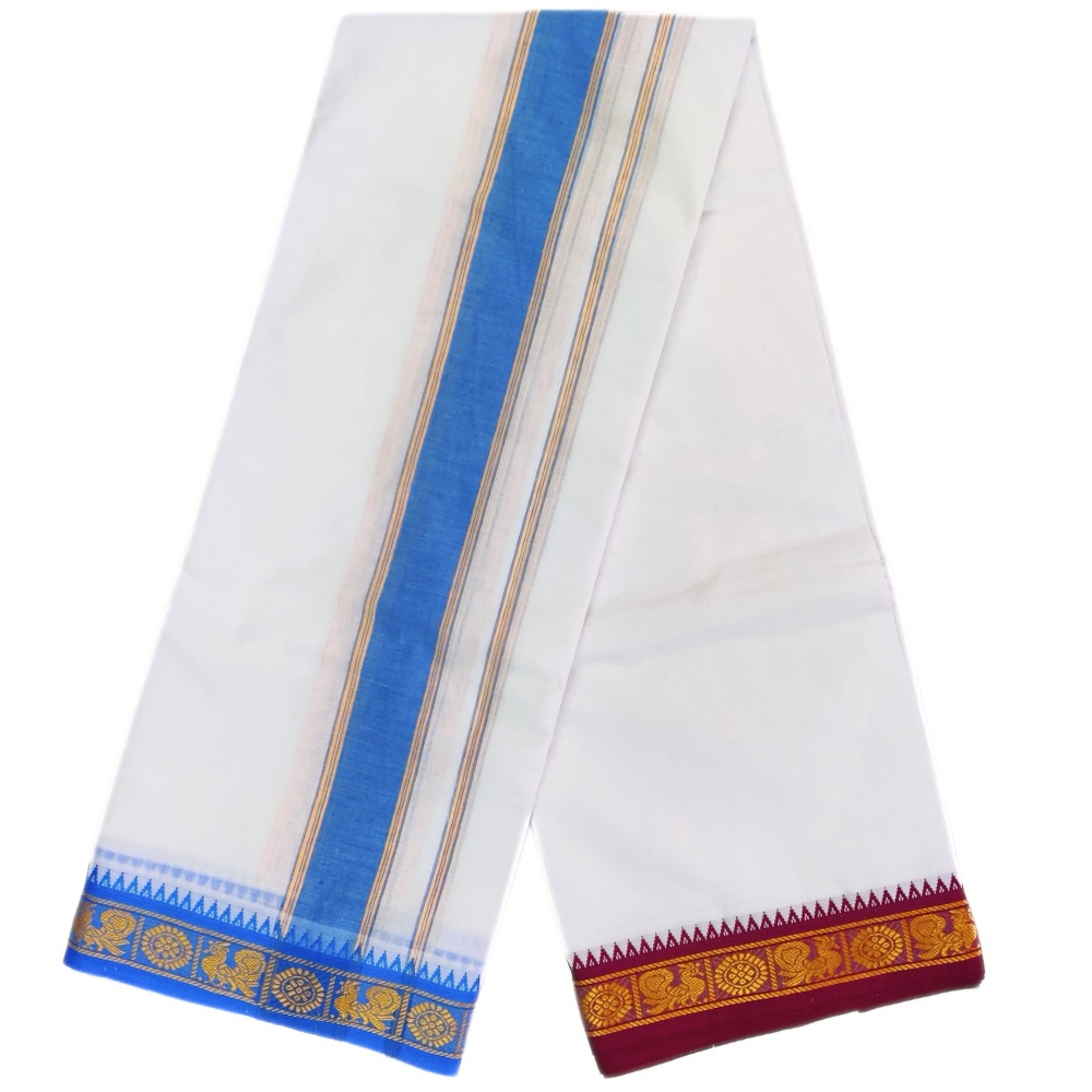 2 Inch Designed Border Cotton Dhoti