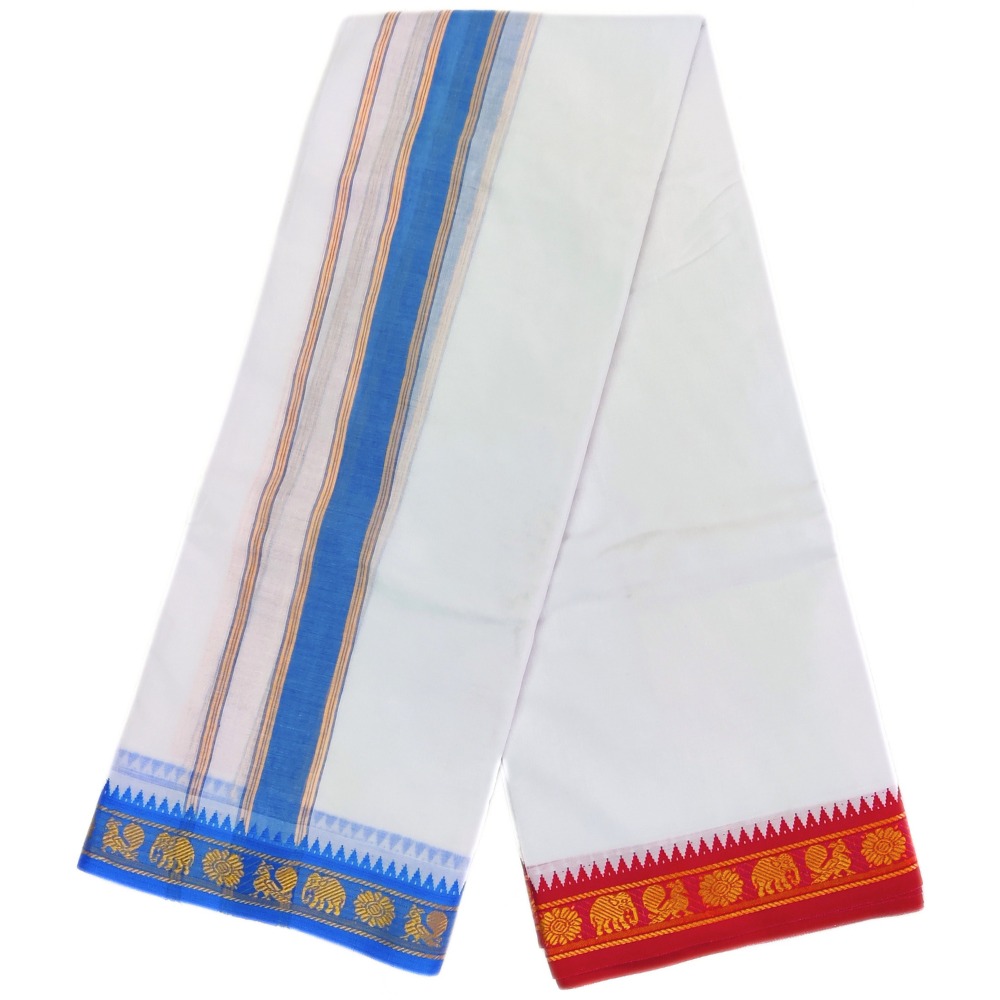 2 Inch Designed Border Cotton Dhoti