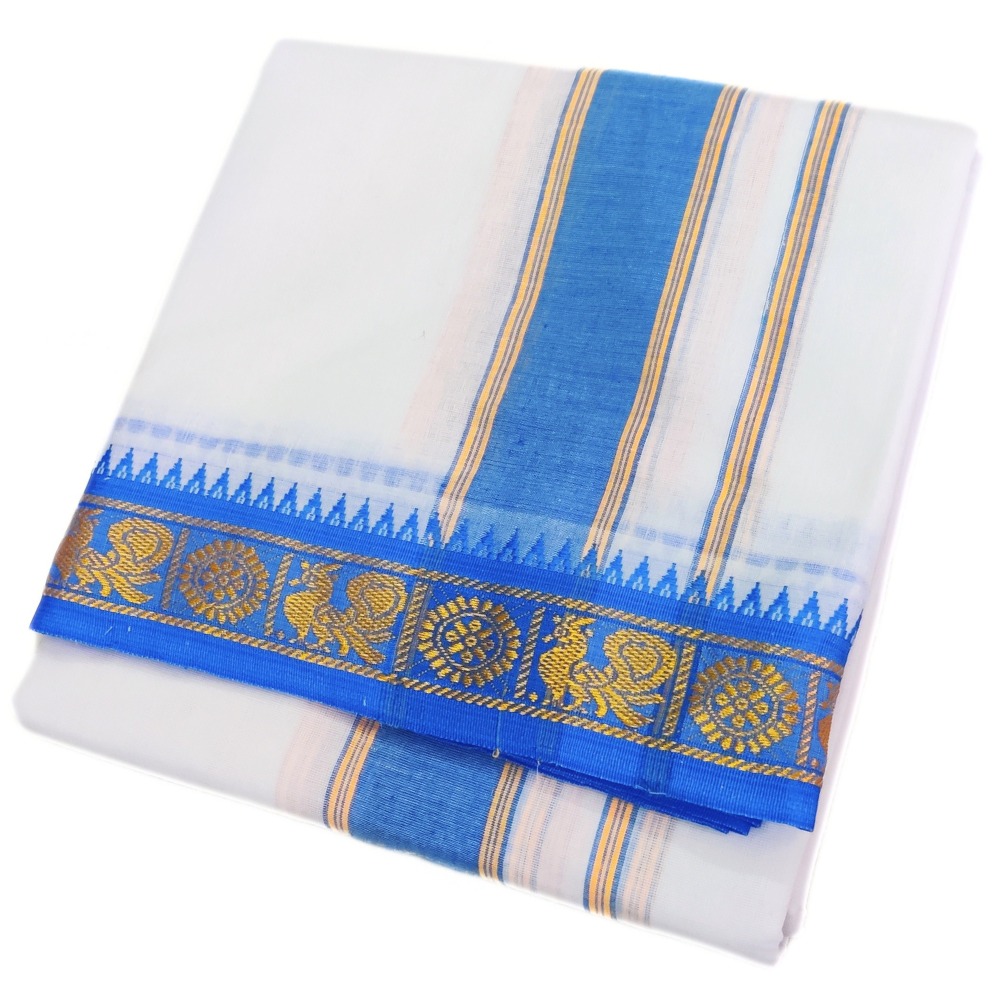 2 Inch Designed Border Cotton Dhoti