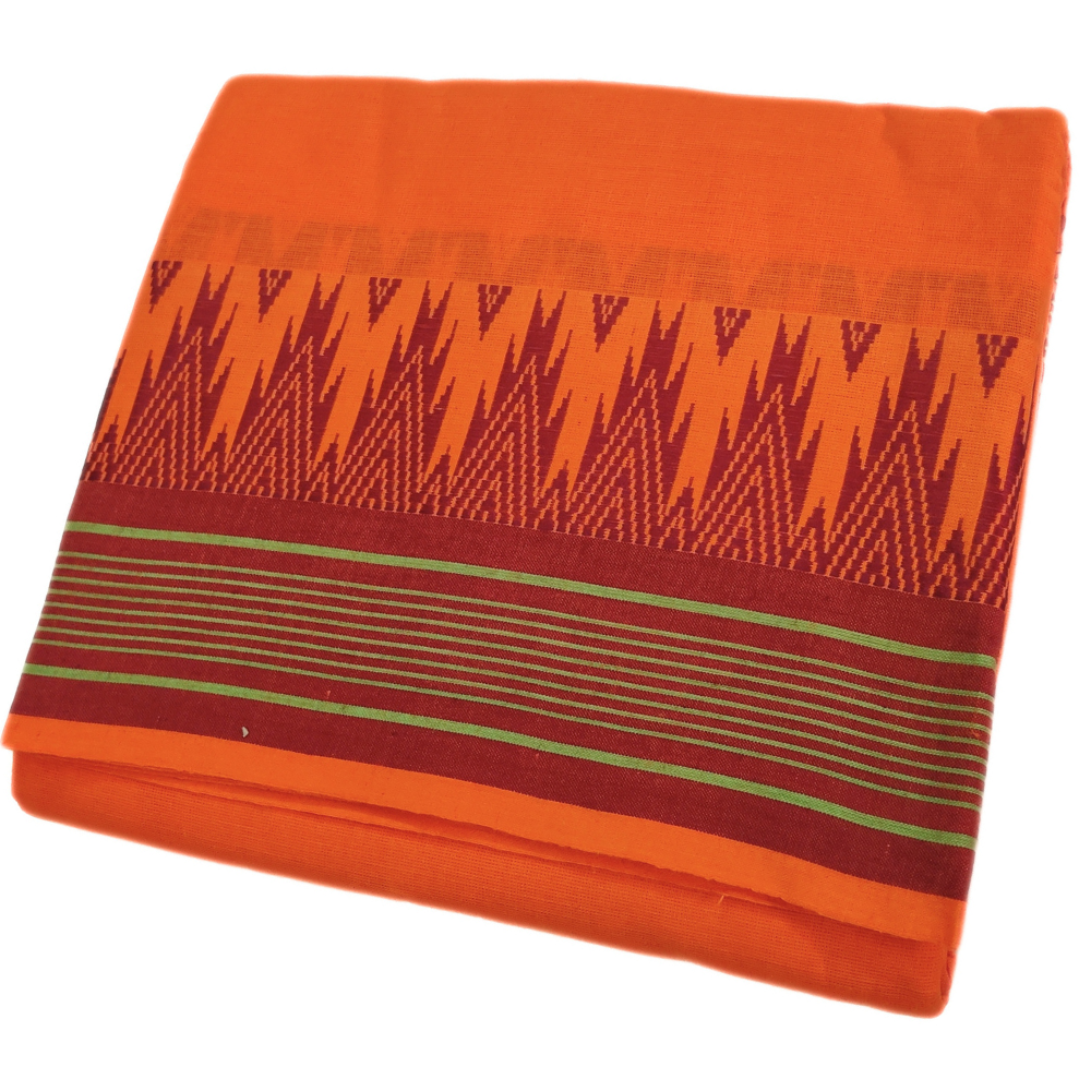 Orange Fancy Gundanji Temple Border Dhoti
