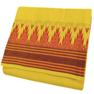 Lemon Yellow Fancy Gundanji Temple Border Dhoti