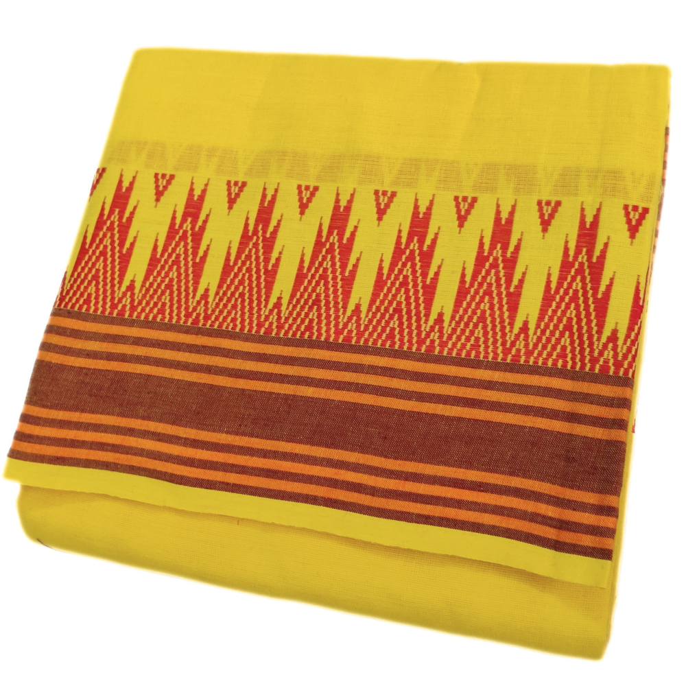 Lemon Yellow Fancy Gundanji Temple Border Dhoti