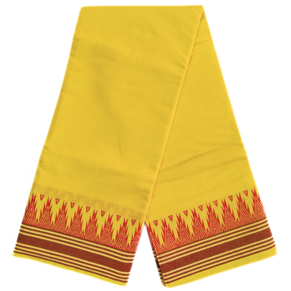 Lemon Yellow Fancy Gundanji Temple Border Dhoti