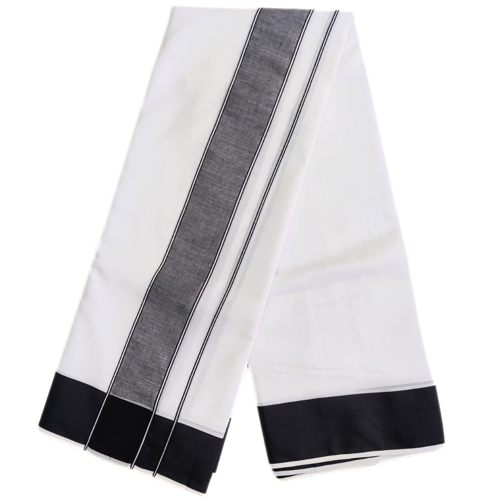 Black Border Cotton White Dhoti