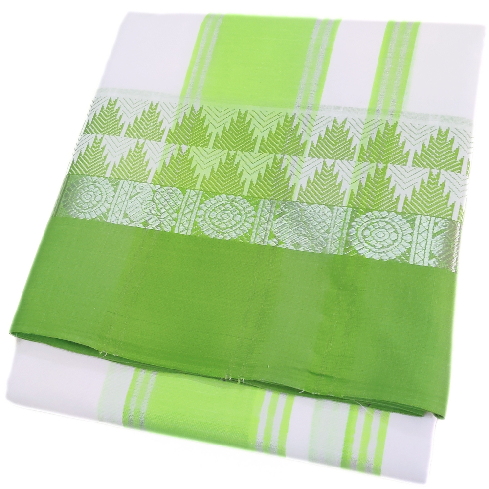 Double Tower Silver Bavanji White Dhoti