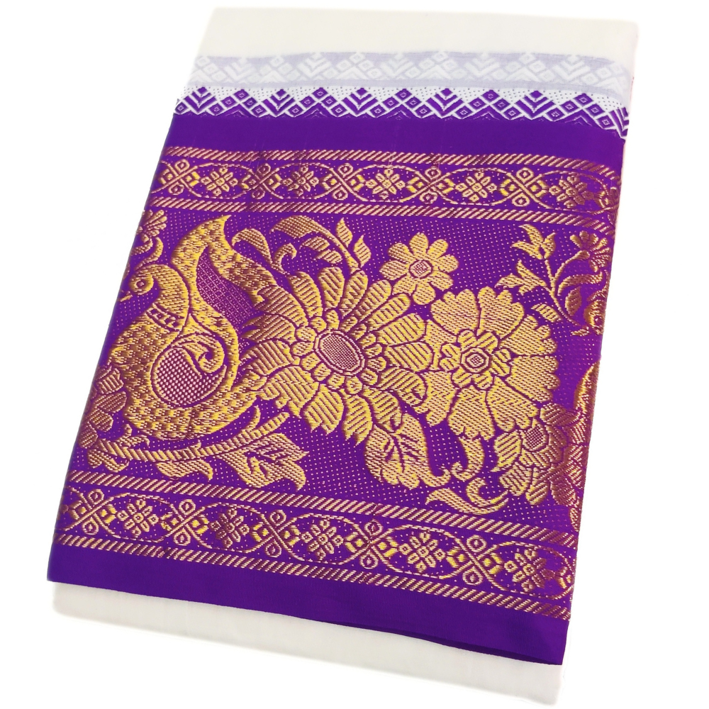 Flower Designed 10 Inch Border Dhoti
