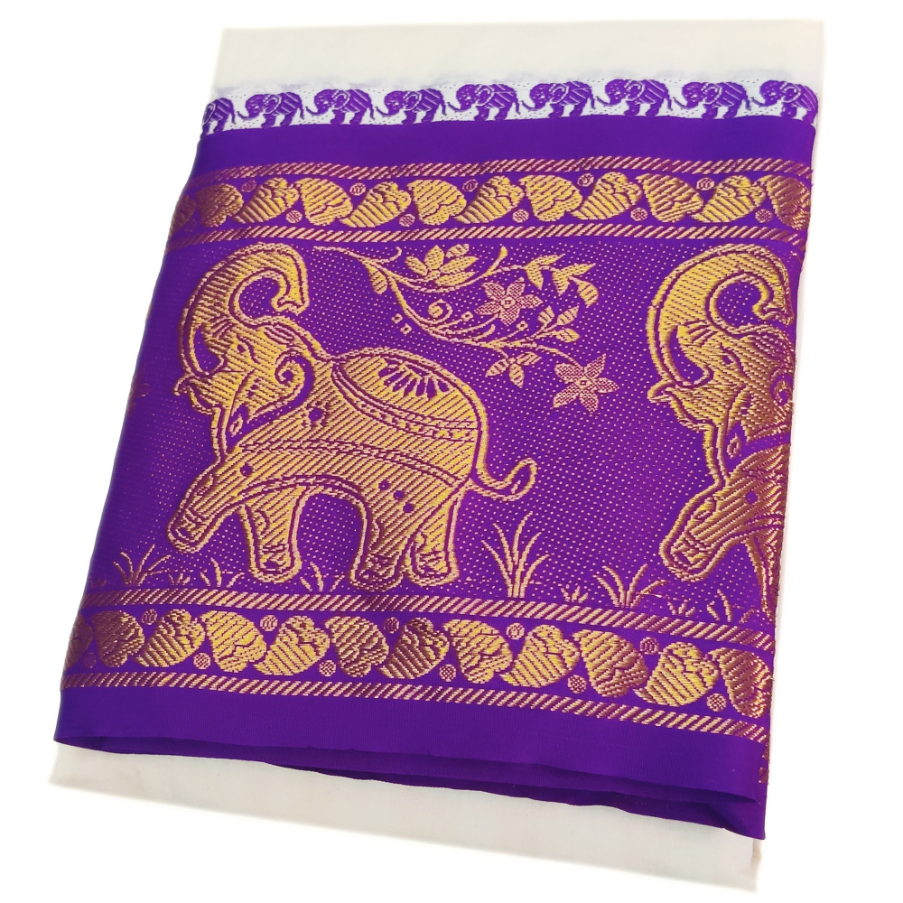Alangar Elephant Designed 10 Inch Border Dhoti