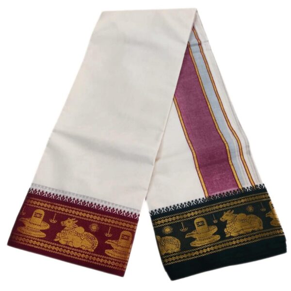 Nandhi Lingam Border Cotton Dhoti - Image 2