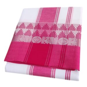 Double Tower Silver Bavanji White Dhoti