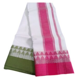 Double Tower Silver Bavanji White Dhoti