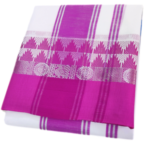 Double Tower Silver Bavanji White Dhoti