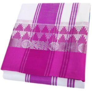 Double Tower Silver Bavanji White Dhoti