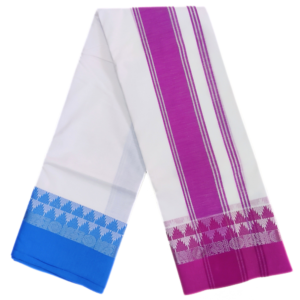 Double Tower Silver Bavanji White Dhoti