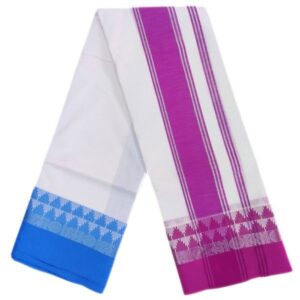 Double Tower Silver Bavanji White Dhoti