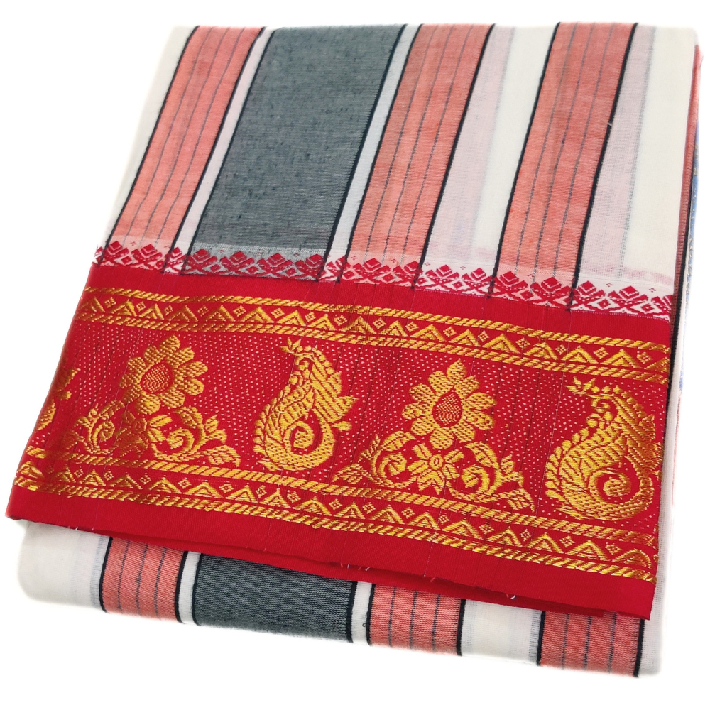 5 Inch Jacquard KM Half White Dhoti