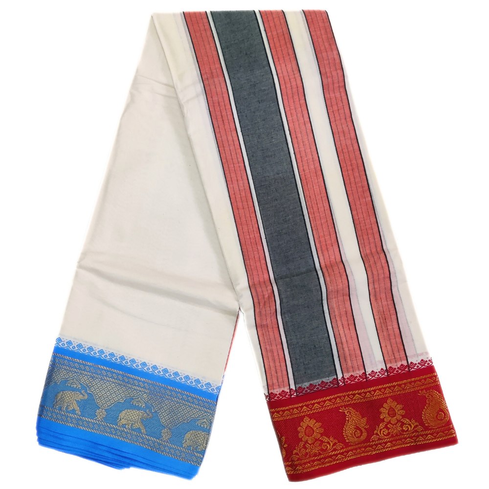 5 Inch Jacquard KM Half White Dhoti