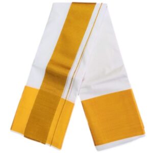 8 Inch White Cotton Zarigai Dhoti Set