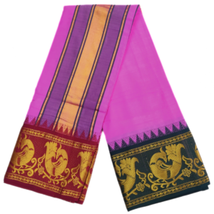 Magenta Color Peacock Designed Jacquard Dhoti