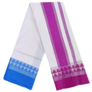 Double Tower Silver Bavanji White Dhoti