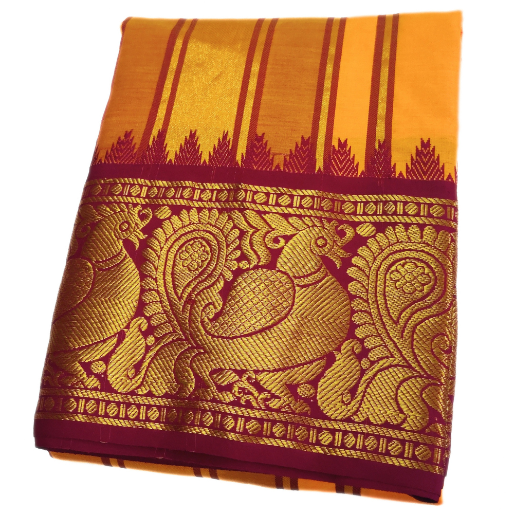 Mango Yellow Color Annam Designed Jacquard Dhoti