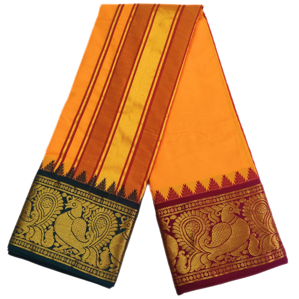 Mango Yellow Color Annam Designed Jacquard Dhoti