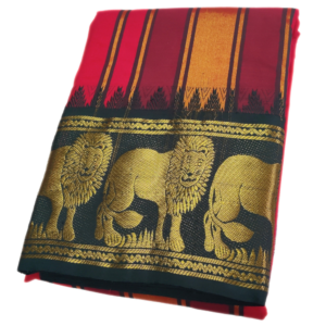 Red Color Lion Designed Jacquard Dhoti